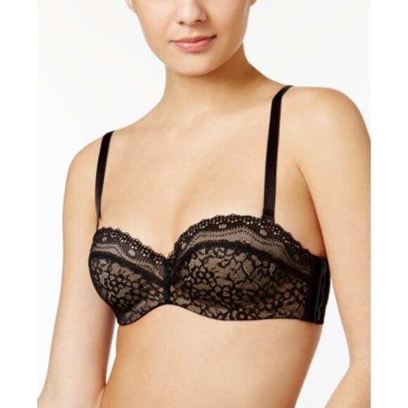 b.tempt'd by Wacoal b.enticing Strapless Lace Bra 954237 38DD Black NWT - Picture 1 of 2